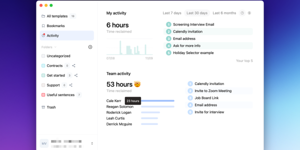 canned responses, text expander, Your activity panel just got a makeover